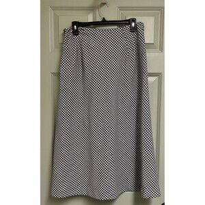 CARMEN MARC VALVO Houndstooth A-Line Maxi Skirt Women 8 Black White Long Career